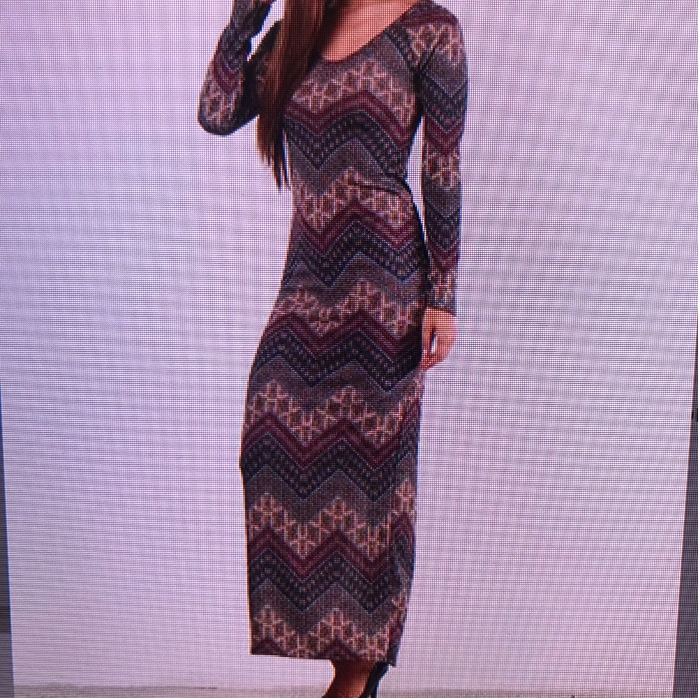 Burgundy chevron maxi dress